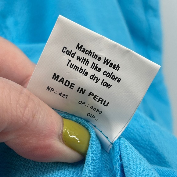 Scully Cantina Peruvia Floral Halter Dress Turquoise Peruvian Cotton M NWT Peru - Picture 10 of 14